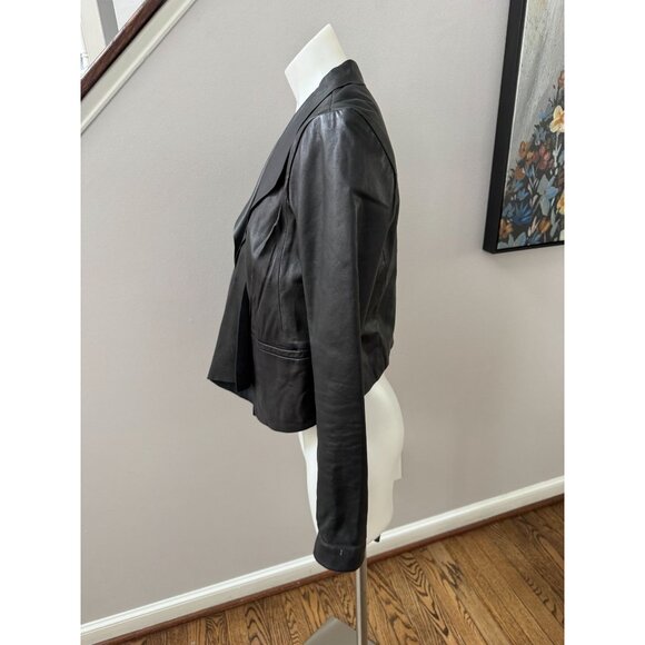 Nordstrom Trouve Lambskin Leather Bomber-Style Jacket Stretch Size M - Picture 3 of 3